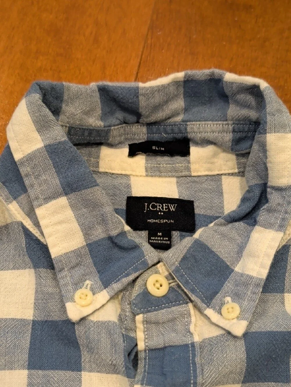 J. Crew Light Blue and White Gingham Button-Down Shirt